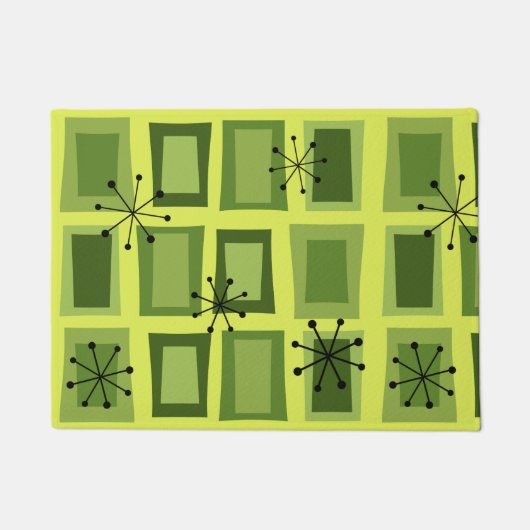 Mid Century Modern Art "Wonky Doors" Chartreuse Deurmat (Voorkant)