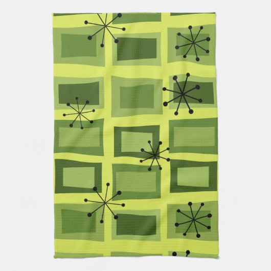 Mid Century Modern Art "Wonky Doors" Chartreuse Theedoek (Verticaal)