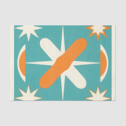 Mid Century Modern Atomaire Zonneuitbarsting Tissuepapier (Voorkant)
