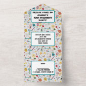 Mid Century Modern Atomic Age STEM-fysica Scatter All In One Uitnodiging (Binnen)