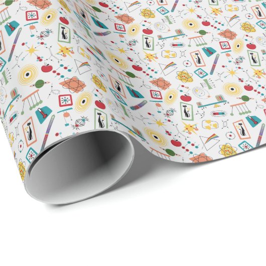 Mid Century Modern Atomic Age STEM-fysica Scatter Cadeaupapier (Rol Hoek)