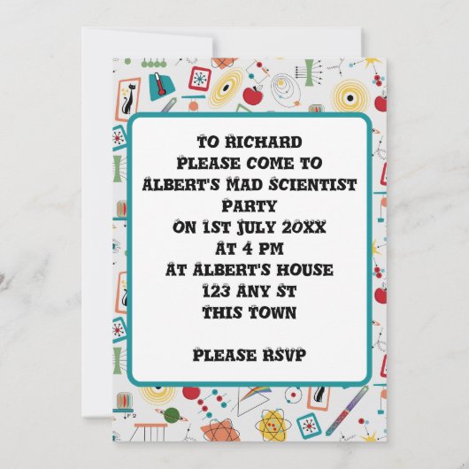 Mid Century Modern Atomic Age STEM-fysica Scatter Kaart (Achterkant)