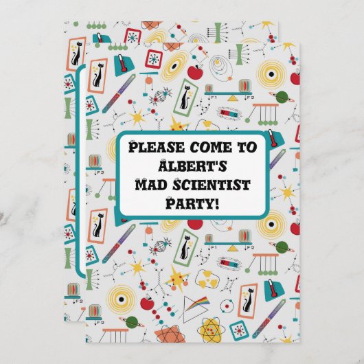 Mid Century Modern Atomic Age STEM-fysica Scatter Kaart (Voorkant / Achterkant)