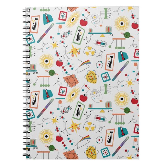 Mid Century Modern Atomic Age STEM-fysica Scatter Notitieboek (Voorkant)