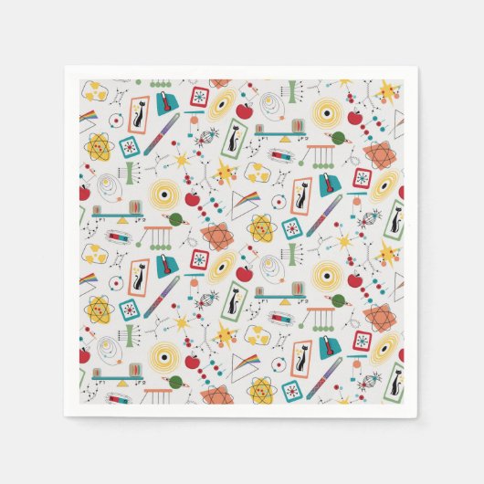 Mid Century Modern Atomic Age STEM-fysica Scatter Servet (Voorkant)