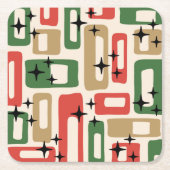 Mid Century Modern Atomic Christmas Kartonnen Onderzetters (Voorkant)