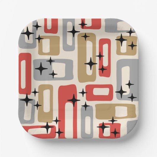 Mid Century Modern Atomic Christmas Papieren Bordje (Voorkant)