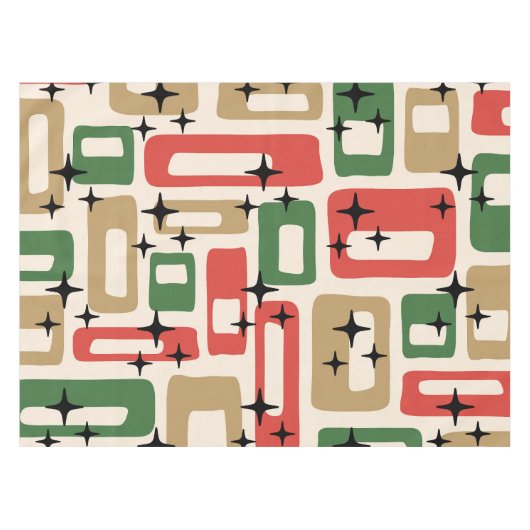 Mid Century Modern Atomic Christmas Tafelkleed (Voorkant (Horizontaal))