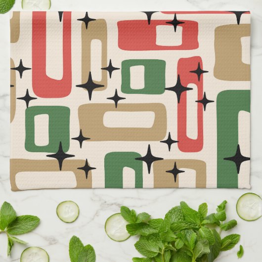 Mid Century Modern Atomic Christmas Theedoek (Gevouwen)