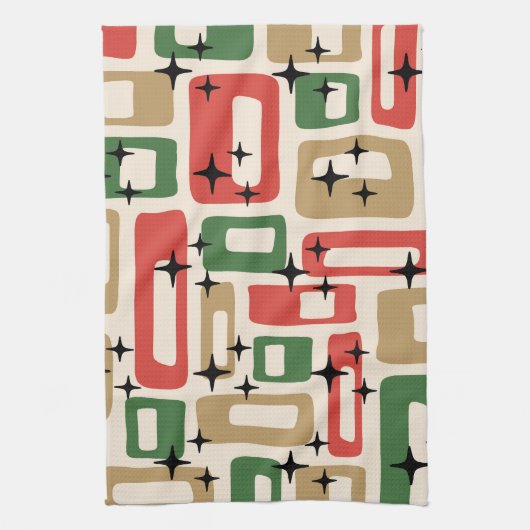 Mid Century Modern Atomic Christmas Theedoek (Verticaal)