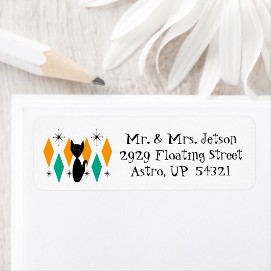 Mid Century Modern Atomic Diamonds Starbursts Etiket (Insitu)