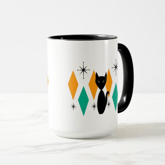 Mid Century Modern Atomic Diamonds Starbursts Mok (Voorkant rechts)