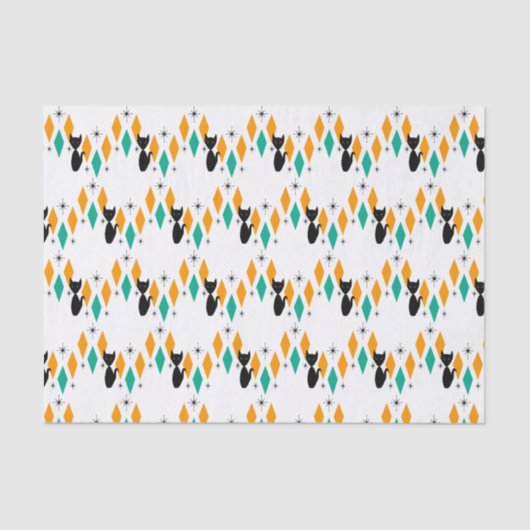 Mid Century Modern Atomic Diamonds Starbursts  Tissuepapier (Voorkant)