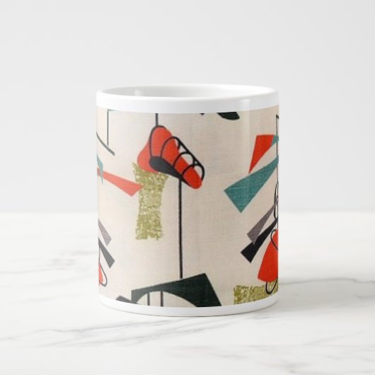 Mid Century Modern Atomic Fabric Jumbo Mok (Voorkant)