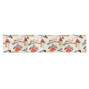 Mid Century Modern Atomic Fabric Table Runner Korte Tafelloper