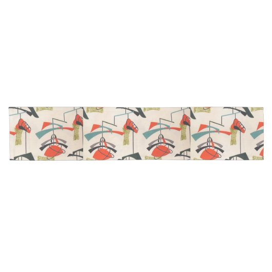 Mid Century Modern Atomic Fabric Table Runner Korte Tafelloper (Horizontaal)