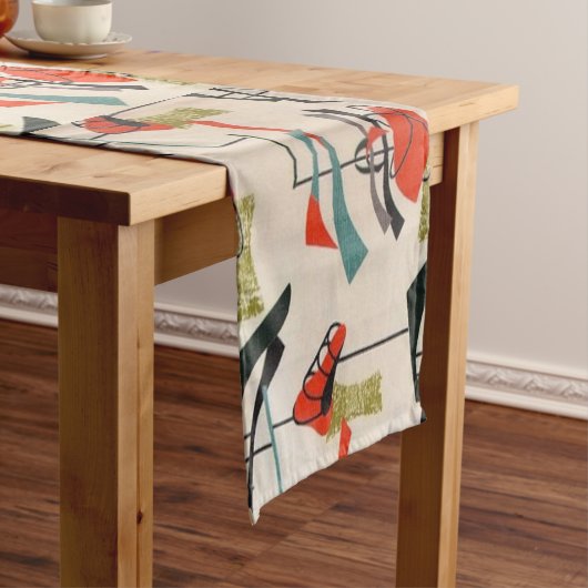 Mid Century Modern Atomic Fabric Table Runner Korte Tafelloper (Voorbeeld)