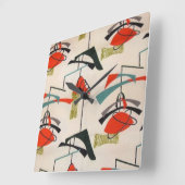 Mid Century Modern Atomic Fabric Wall Clock Vierkante Klok (Hoek)