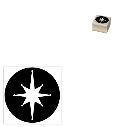 Mid Century Modern Atomic Retro Starburst Star Rubberstempel (Gestempeld)
