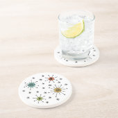 Mid Century Modern Atomic Starburst Pattern Zandsteen Onderzetter (Zijkant)