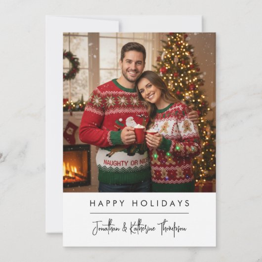 Mid-Century Modern Atomic Starburst Personalized Feestdagenkaart (Achterkant)