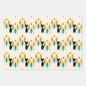 Mid Century Modern Atomic Starbursts Diamonds Cat Inpakpapier Vel (Voorkant)