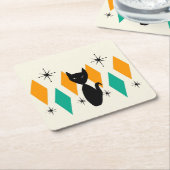 Mid Century Modern Atomic Starbursts Diamonds Cat  Kartonnen Onderzetters (Schuin)