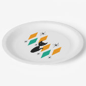 Mid Century Modern Atomic Starbursts Diamonds Cat Papieren Bordje (Gekanteld)