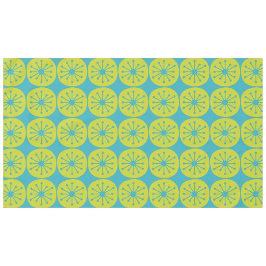 Mid Century Modern Atomic Stippen Turquoise en Lim Tafelkleed (Voorkant (Horizontaal))