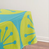 Mid Century Modern Atomic Stippen Turquoise en Lim Tafelkleed (Voorbeeld)
