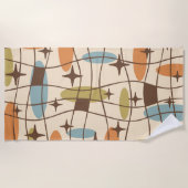 Mid Century Modern Atomic Surfer-patroon Strandlaken (Voorkant)