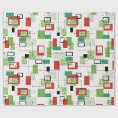 Mid-Century modern atoomkerstwerkpapier Cadeaupapier (Vlak)