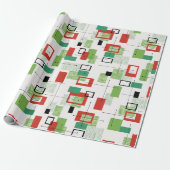 Mid-Century modern atoomkerstwerkpapier Cadeaupapier (Uitgerold)