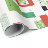Mid-Century modern atoomkerstwerkpapier Cadeaupapier (Rol Hoek)
