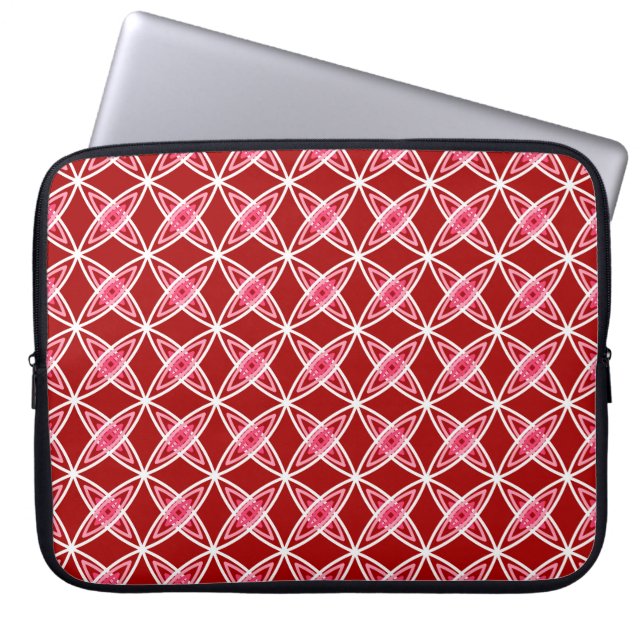Mid Century Modern atoomprint - donkerrood Laptop Sleeve (Voorkant)