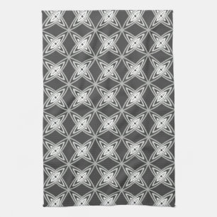 Mid Century Modern atoomprint - houtskoolgrijs Theedoek