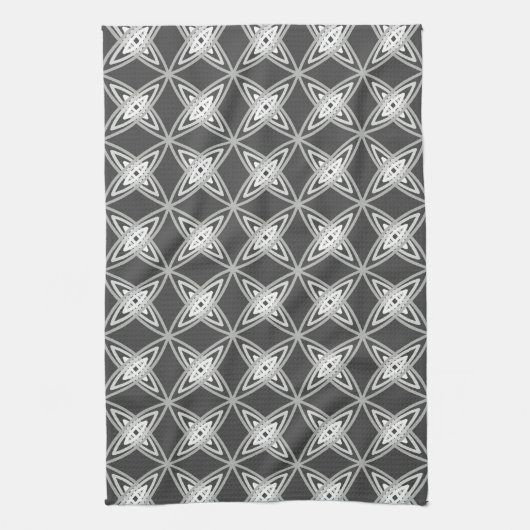 Mid Century Modern atoomprint - houtskoolgrijs Theedoek (Verticaal)