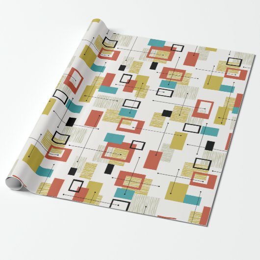 Mid-Century modern atoomverlooppapier Cadeaupapier (Uitgerold)