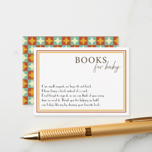Mid-Century Modern Baby shower Book Request Kaart (Voorkant / Achterkant in situ)