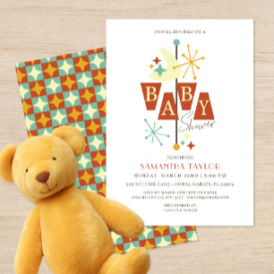 Mid-Century Modern Baby shower Invitation Kaart