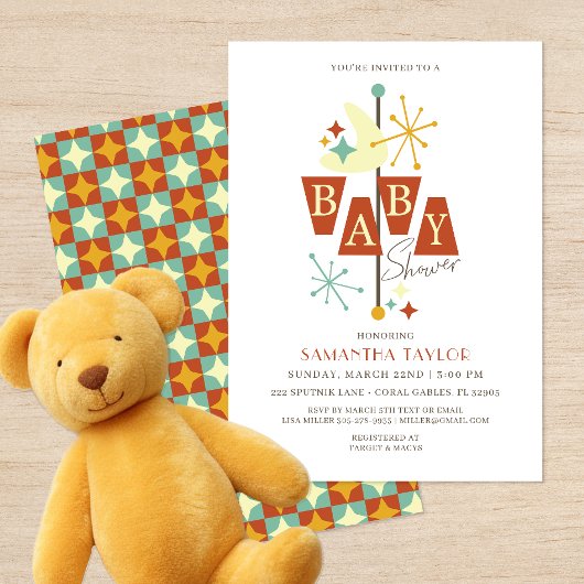 Mid-Century Modern Baby shower Invitation Kaart