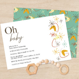 Mid-Century Modern Baby shower Invitation Kaart