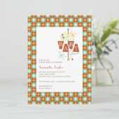 Mid Century Modern Baby shower Invitation - Retro Kaart (Staand voorkant)