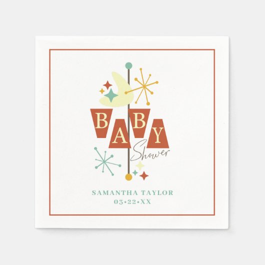 Mid-Century Modern Baby shower servetten (Voorkant)