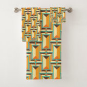 Mid-Century Modern Bath Towel, Diamond Pattern Bad Handdoek (Insitu)