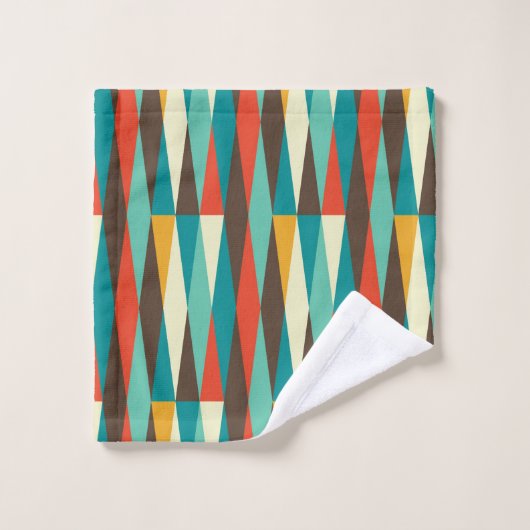 Mid-Century Modern Bath Towel, Diamond Pattern Bad Handdoek (Wasdoekje)