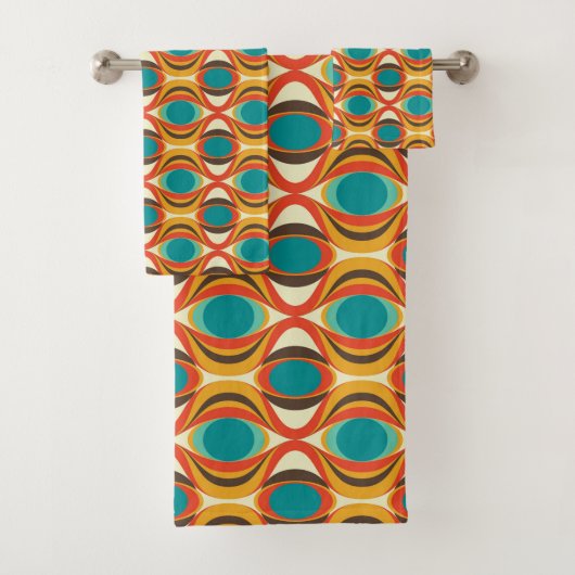 Mid-Century Modern Bath Towel, Oogpatronen Bad Handdoek (Insitu)