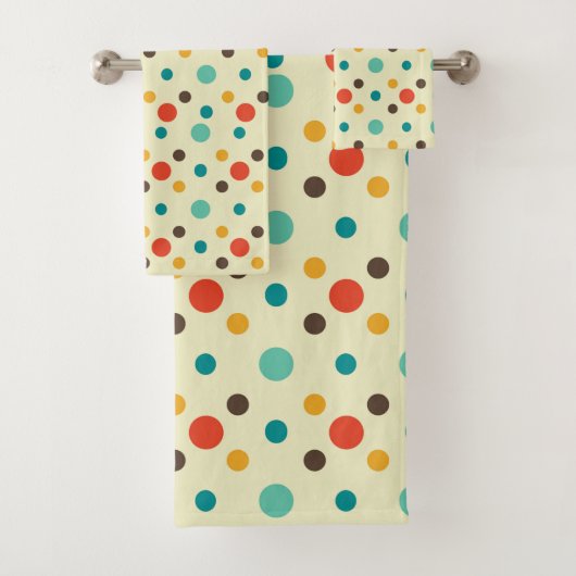Mid-Century Modern Bath Towel, Polkadot Pattern Bad Handdoek (Insitu)