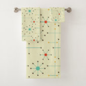 Mid-Century Modern Bath Towel, Starburst Pattern Bad Handdoek (Insitu)