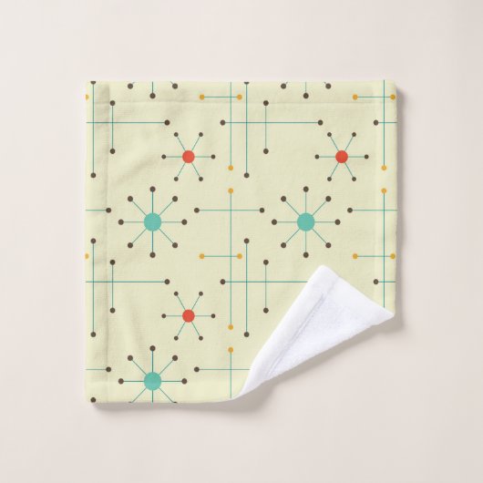 Mid-Century Modern Bath Towel, Starburst Pattern Bad Handdoek (Wasdoekje)